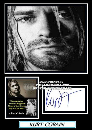 (144) Kurt Cobain Nirvana Signed A4 Photo/mounted/framed (reprint)