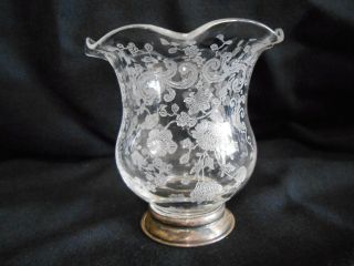 Cambridge Glass " Chantilly " Cigarette Urn Sterling Silver Base Toothpick