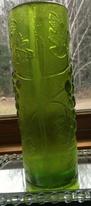 signed Sascha B (Brastoff) Vase green leaf & grape mid century resin 2