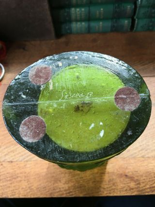 signed Sascha B (Brastoff) Vase green leaf & grape mid century resin 5
