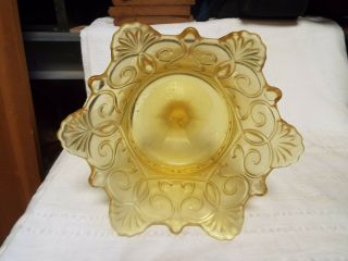 Vintage Yellow Crown Footed Compote/Bowl Fostoria? 5