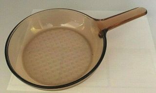 Corning Ware Visions Skillet Amber Glass 7.  25 Inch Waffle Bottom Fry Pan