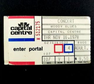 Moody Blues Concert Ticket Stub November 1978 Capital Centre Arena In Maryland
