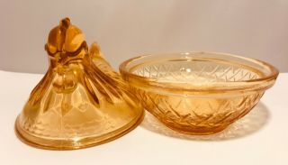 Hazel Atlas Vintage Amber Glass Hen on Basket Nest covered dish candy nut bowl 3