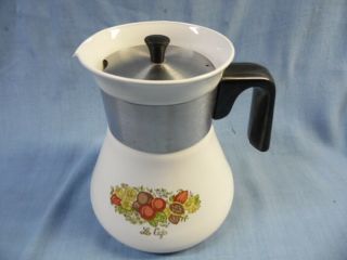 Vintage Corning Ware Le Cafe Spice Of Life 6 Cup P - 106 Teapot Stove Top