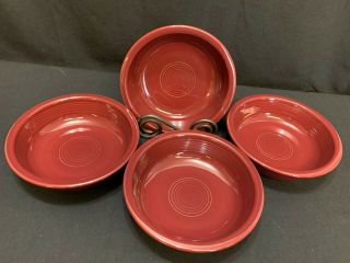 Fiestaware " Cinnabar " (maroon / Burgundy) Set Of 4 Soup / Cereal Bowls 6 7/8