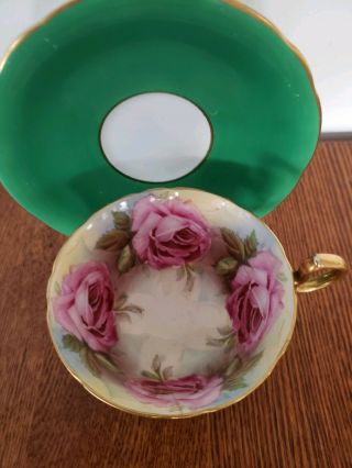 Rare Aynsley Cabbage Rose Cup And Saucer