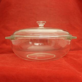Vintage Pyrex 024 Clear Glass 2 Quart Round Casserole Baking Dish W/ Lid
