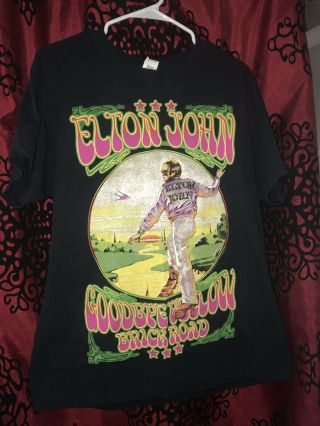 Elton John Tour Concert T Shirt Size L Large Goodbye Yellow Brick Road