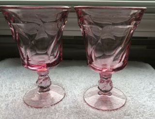 2 Fostoria Jamestown Pink Water Goblets 5 7/8”