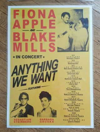 Fiona Apple And Blake Mills " Anything We Want " 2013 Tour Poster