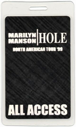 Marilyn Manson Authentic 1999 Concert Tour Laminated Backstage Pass Hole Aa