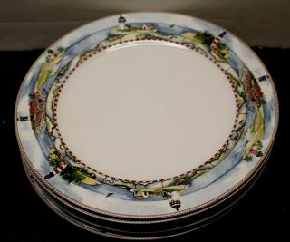 Set Of 5 American Atelier Signals 5100 Lighthouses Dinner Plates 10 5/8”