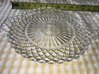 Waterford Waffle Cake Plate W Tab Handles Anchor Hocking Clear Glass Depression