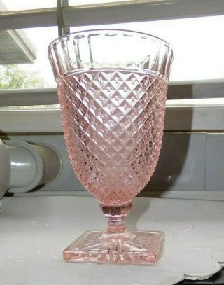 Vintage Miss American Pink Depression Glass Stemware Candy Dish English Hobnail