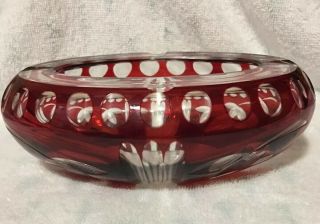 Vintage Murano Glass Blood Red Bowl / Ashtray Faceted 1960 