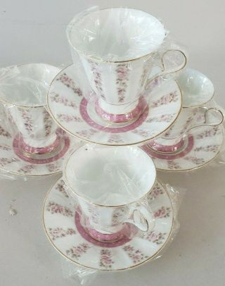 Royal Born Fine China Tea Cup and Saucer Set 7oz Coffee Cup Set 4 cups 4 Saucer 5