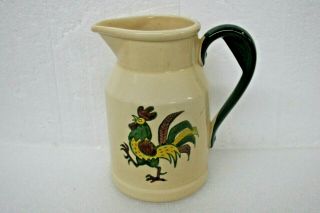 Vintage Metlox Poppytrail Ca Provincial Green Rooster Handled Beverage Pitcher