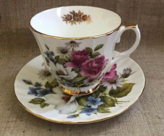 Duchess Fine Bone China Tea Cup & Saucer Set England Floral Pattern Vintage Euc