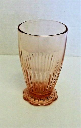 Anchor Hocking Lace Edge/old Colony Pink 10 1/2 Oz Footed Tumbler 5 "