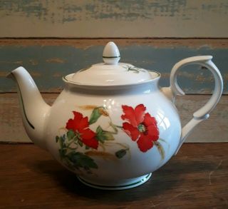 Duchess Poppies Teapot Fine Bone China Floral Made In England