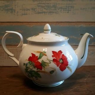 Duchess Poppies Teapot fine bone china floral made in England 2