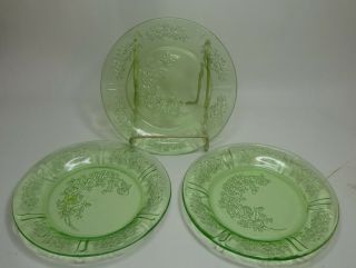 Federal Sharon/cabbage Rose Green 3 Plates 6 "