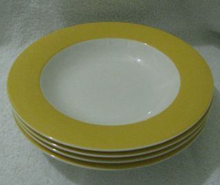 Crate & Barrel Hamptons Yellow Set Of 4 Large Rim Soup Bowls 9 1/4 "