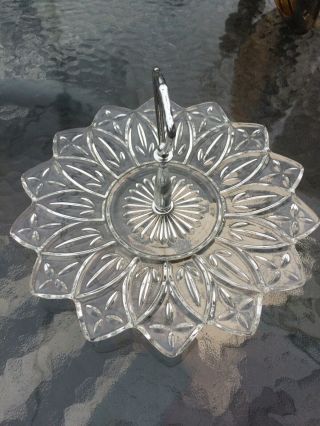 Vintage Crystal Candy Dish With Metal Handle