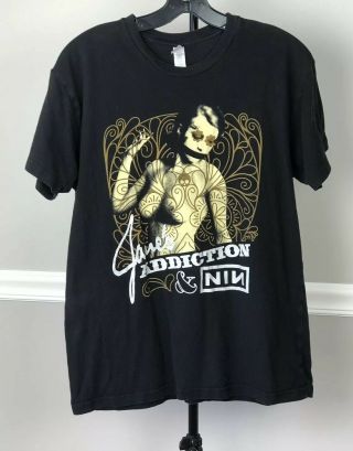 Janes Addiction & Nin Nine Inch Nails Concert T Shirt Adult L Black 2009 Tour