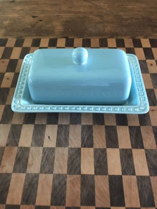 Vintage Blue Glass Butter Dish