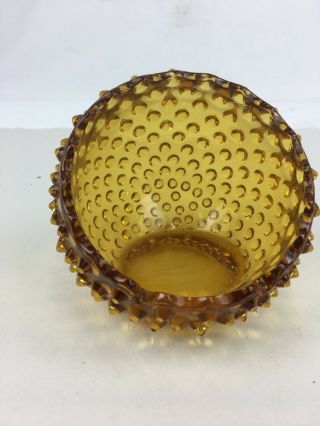 Vintage Fenton Art Glass Yellow Amber Hobnail Candy Bowl Dish