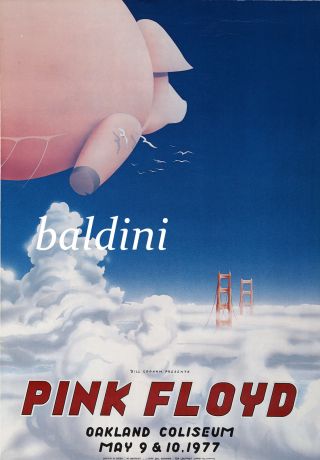 Pink Floyd - Early Vintage 1977 Concert Poster,  Looks Great Framed