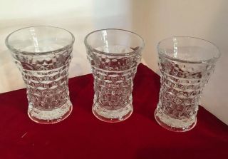 Fostoria American Crystal (3) Flared Flat Ice Tea Glasses/tumblers 5.  25 Inch