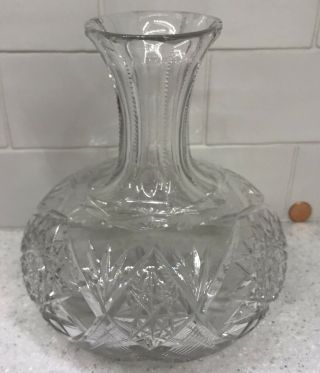 Antique American Brilliant Cut Glass Decanter ✨ Crystal Water Carafe ✨ Pitcher