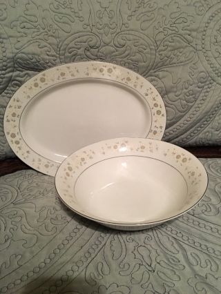 Vintage Antibes 8080 China 8” Serving Bowl - And 9x13” Serving Platter By Sango
