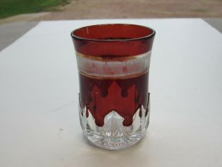 Antique Eapg Ruby Stain Mckee Glass Co.  Ruby Stain & Frosted Gothic Tumbler