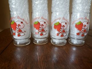 Vintage 1980 Strawberry Shortcake Set Of 4 Juice Glasses