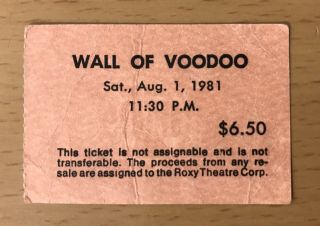 1981 Wall Of Voodoo The Roxy Hollywood Concert Ticket Stub Mexican Radio