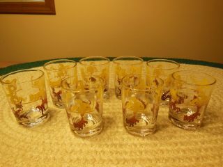 Set 8 Federal Glass Scottie Scotty Dog & Monkey Childs Tumblers Juice Glasses