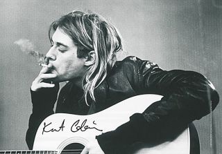 Kurt Cobain & Guitar Large Fabric Poster / Flag 1100mm X 750mm (hr)