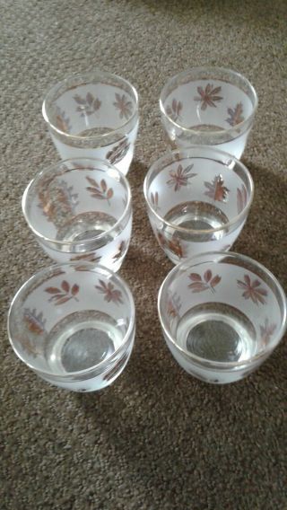 vintage Libbey cocktail glasses - frosted with gold leafs 1960s 2