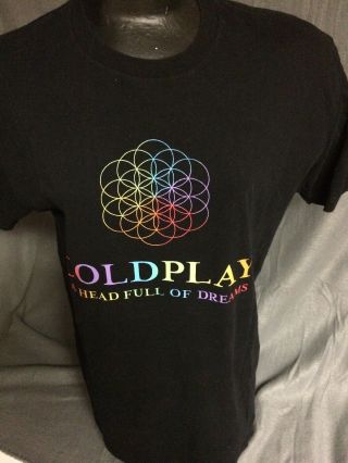 Coldplay A Head Full Of Dreams 2017 Concert Tour T - Shirt Size Medium Black