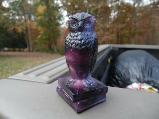 Vintage Westmoreland Purple Slag Glass Owl On Books Figurine