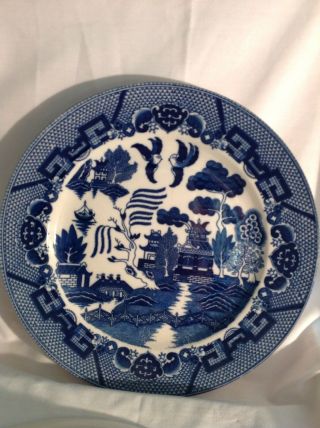 2 Vintage Japan Blue Willow Dinner Plates 10 "