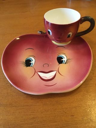 Vintage Py Japan Apple Teacup And Plate Set