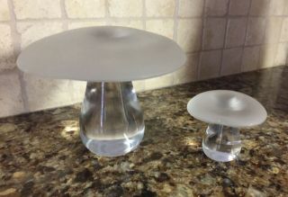 Two Frosted Top Glass Mushrooms
