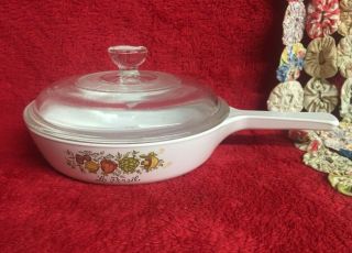 Vtg Corning Ware Spice Of Life 6.  5 " Skillet With Clear Lid Le Persil Vegetables