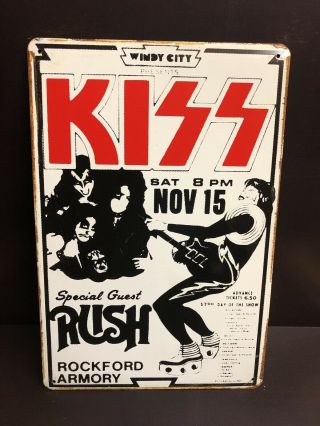Kiss Rockford Armory Rush Concert Poster Vintage Small Metal Sign 20x30 Cm