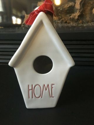 Rae Dunn Birdhouse Bird House Home Red Letters Slanted Roof